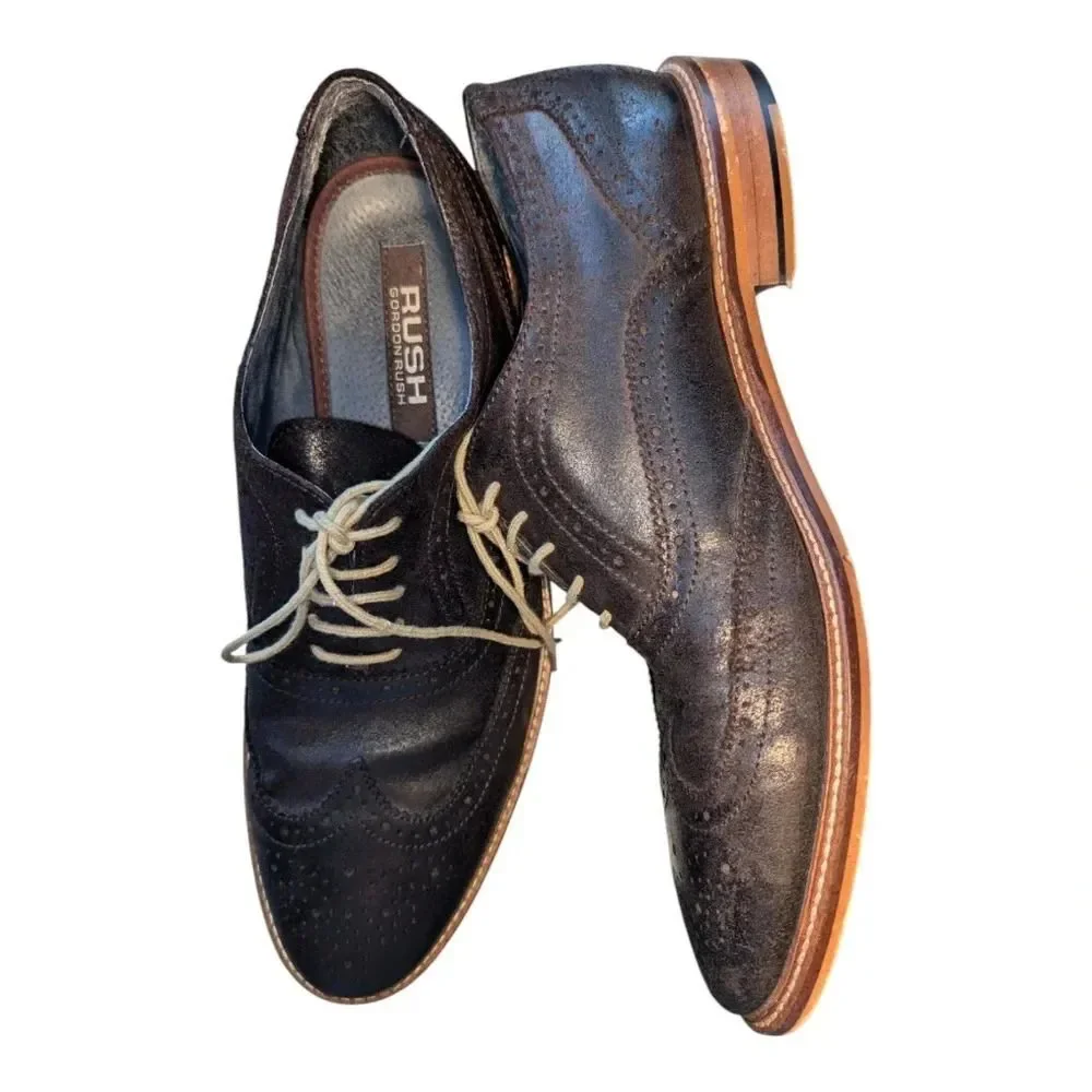 RUSH Gordon Rush Brown Emory Brown Wingtip Oxford Men's 9.5 Leather Upper